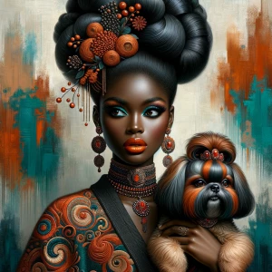 A highly stylized and elegant digital portrait of a beautiful li...