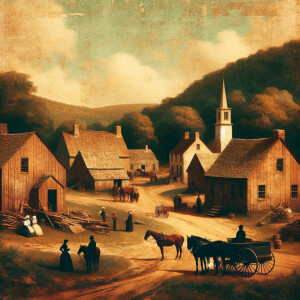 Digital Abstract Art  painting of Seneca village in the 1820s, t...