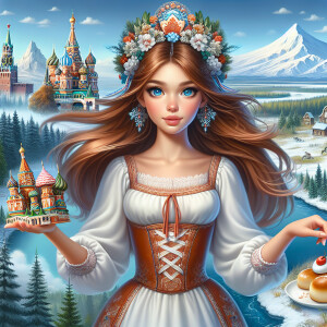Depict Russia if she were a girl