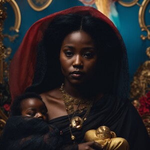 Black baby Jesus Christ and black Mary