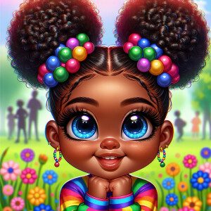 A cartoon-style digital illustration of a young African-American...