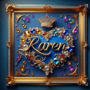 VCraft a 3-D image showcasing the name 'KAREN' in a luxurious go...
