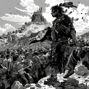 Generate an image that represents Po'Pay leading the Pueblo Revo...