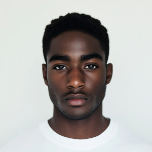 African American man, 21 years old, dark skin, clean-shaven, ski...