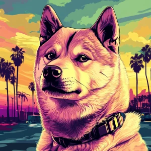 MEME DOGE in GTA art style — — in the style of a Grand Theft Au...