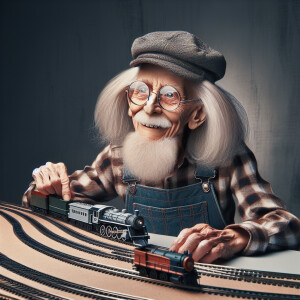 Funny and crazy caricature of a 95 year old American grandpa, ch...