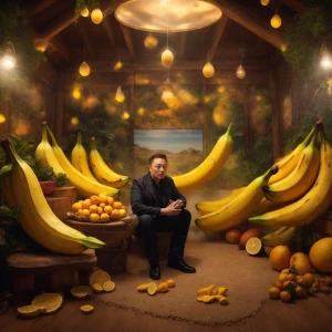 elon musk with banan