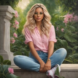 A realistic airbrush oil painting of an adorable honey skin tone...