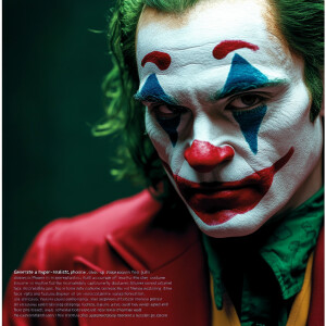 To create a hyper realistic image of Joaquin Phoenix as the Joke...