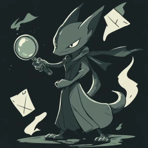 A vigilant Marowak silhouette holding a magnifying glass-shaped...