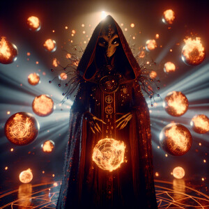 A mythical magical voodoo alien queen wearing her magic dark rob...