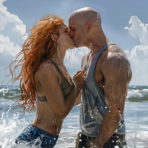A photorealistic high resolution image. Light ginger haired fema...