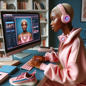 A beautiful light skin African American woman with with a pink j...