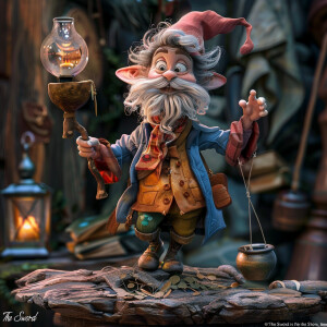 Photorealistic image, the crazy hag from the sword in the stone