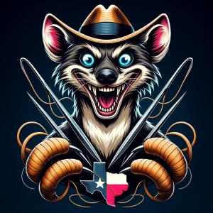 A highly detailed logo of an anthropomorphic mongoose with a wil...