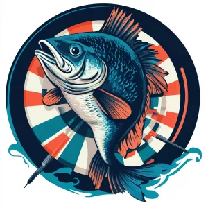 A cool vector avatar of a sea bass playing darts