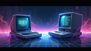 YouTube channel banner, concept: 'Digital Flux.' A dynamic compo...