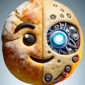 Pillsbury doughboy face half cyborg