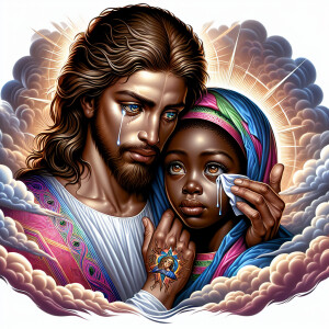 Ensure that the image distinctly represents both Jesus Christ an...