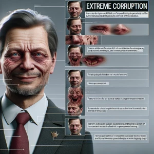 Create a hyper-realistic image of a man personifying extreme cor...