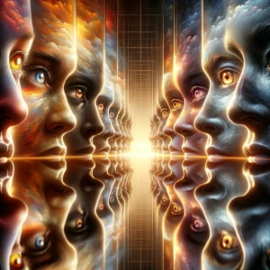 Create an image illustrating the profound message conveyed by ey...