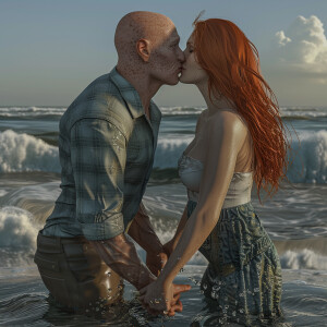 A photorealistic high resolution image. Light ginger haired fema...
