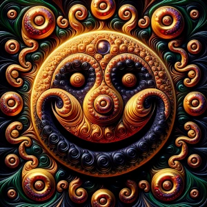 A cosmic dance of celestial elements forming a smiling face. 24...