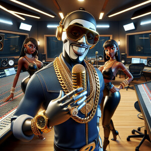 Speed racer in a recording studio gold chains ralex watch gold m...