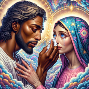 Ensure that the image distinctly represents both Jesus Christ an...