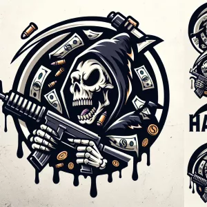 Design a bold circular and edgy logo with and the name ('HALF DE...