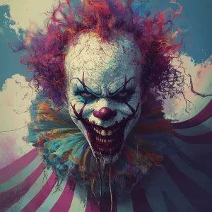 Psychedelic surrealist horror illustration, a vivid and unsettli...