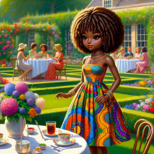 Illustrate a 3-D realistic with light skin chibi-style African A...