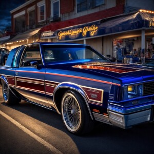 Midnight blue 1984 Cutlass Supreme transformed into a lowrider w...