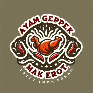 Design a logo for "Ayam Geprek Mak Erot" featuring an illustrati...