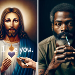 Can you help me create a African-American Jesus with medium with...