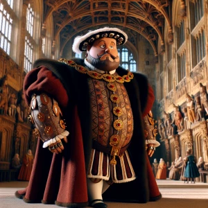 King Henry viii walking through castle