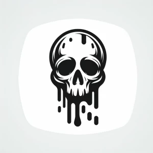 A black ink graffiti style, vector cartoon, melting skull logo