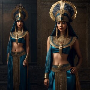 The princess of ancient Egyptian royal family, complicated headd...