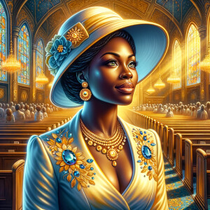 A spiritually enriching illustration portrays an African America...