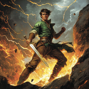 vanitaker, The image is a digital illustration of a young man st...