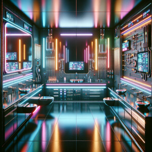 Cyberpunk bathroom massive