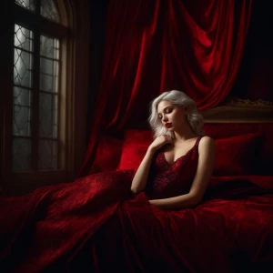 A highly realistic scene of a stunning woman with long, flowing...