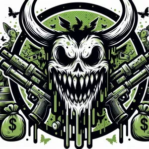 Create a bold horror themed cartoonish digital designsmiley ghos...