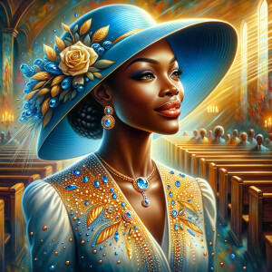 A spiritually enriching illustration portrays an African America...