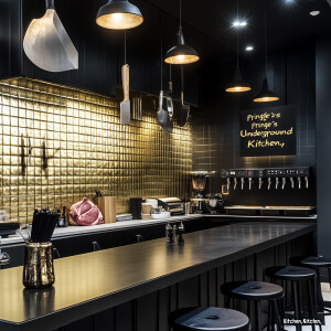 Modern upscale restaurant called “Pringle’s Underground Kitchen,...
