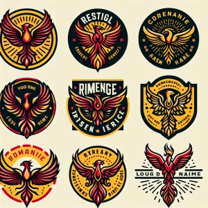 Design a stylized phoenix tattoo with a red outline and yellow a...