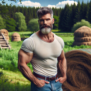 A muscular man weighing 255 pounds, with visibly gray hair and a...