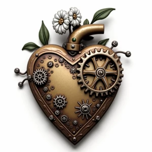 A steampunk heart adorned with intricate gears, cogs, and mechan...