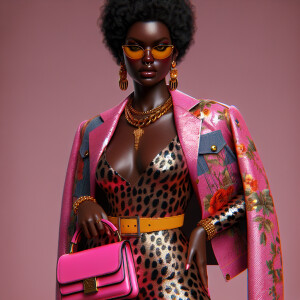 Create a hyper-realistic illustration of a confident plus-size A...