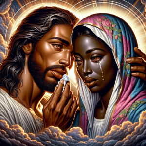 Ensure that the image distinctly represents both Jesus Christ an...
